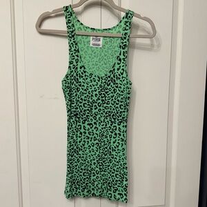PINK Victoria's Secret Green Leopard Tank Top Y2K Vintage EUC